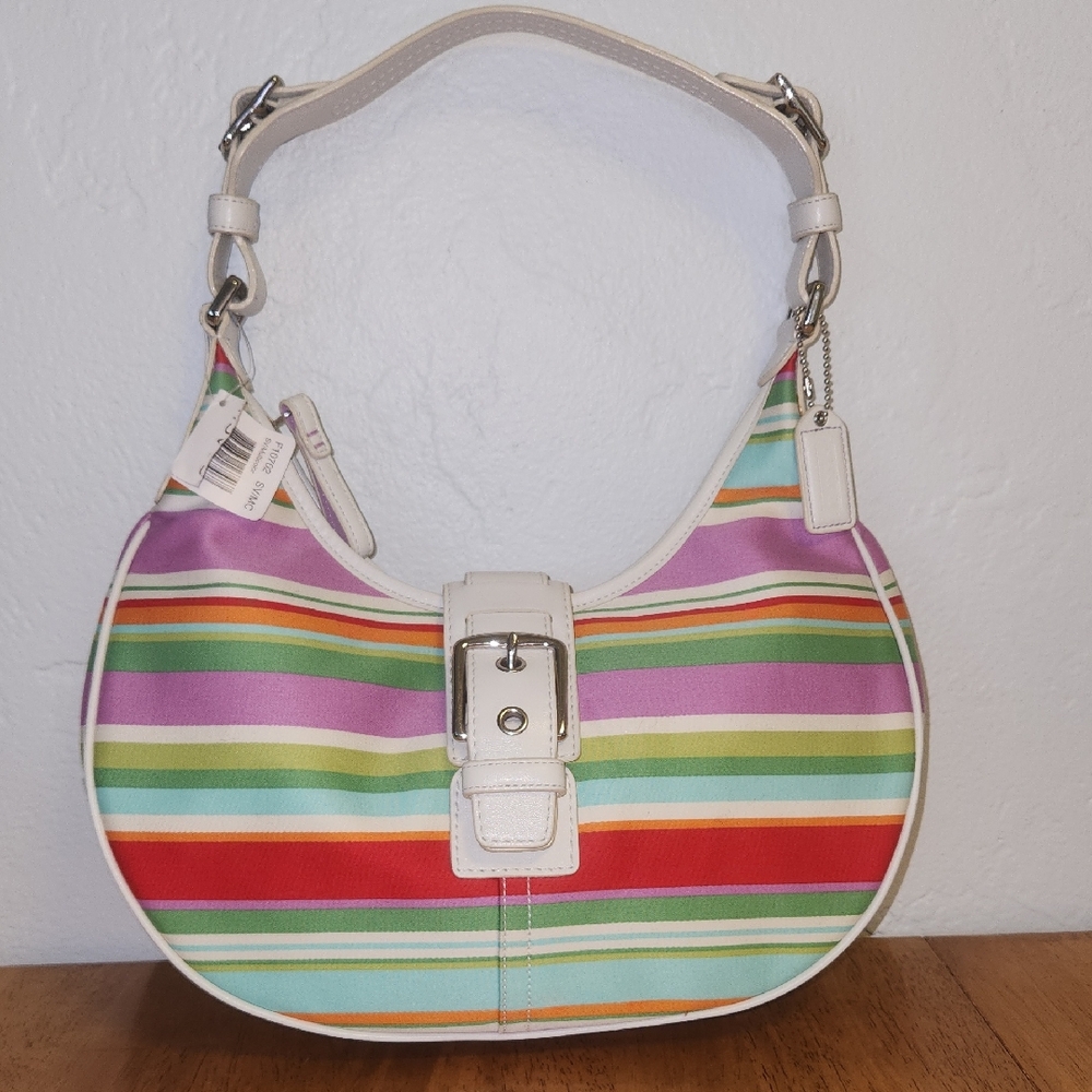 Coach Multicolor Striped Hobo Shoulder Bag
